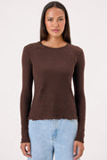 Damask Jersey Long Sleeve Crew Neck