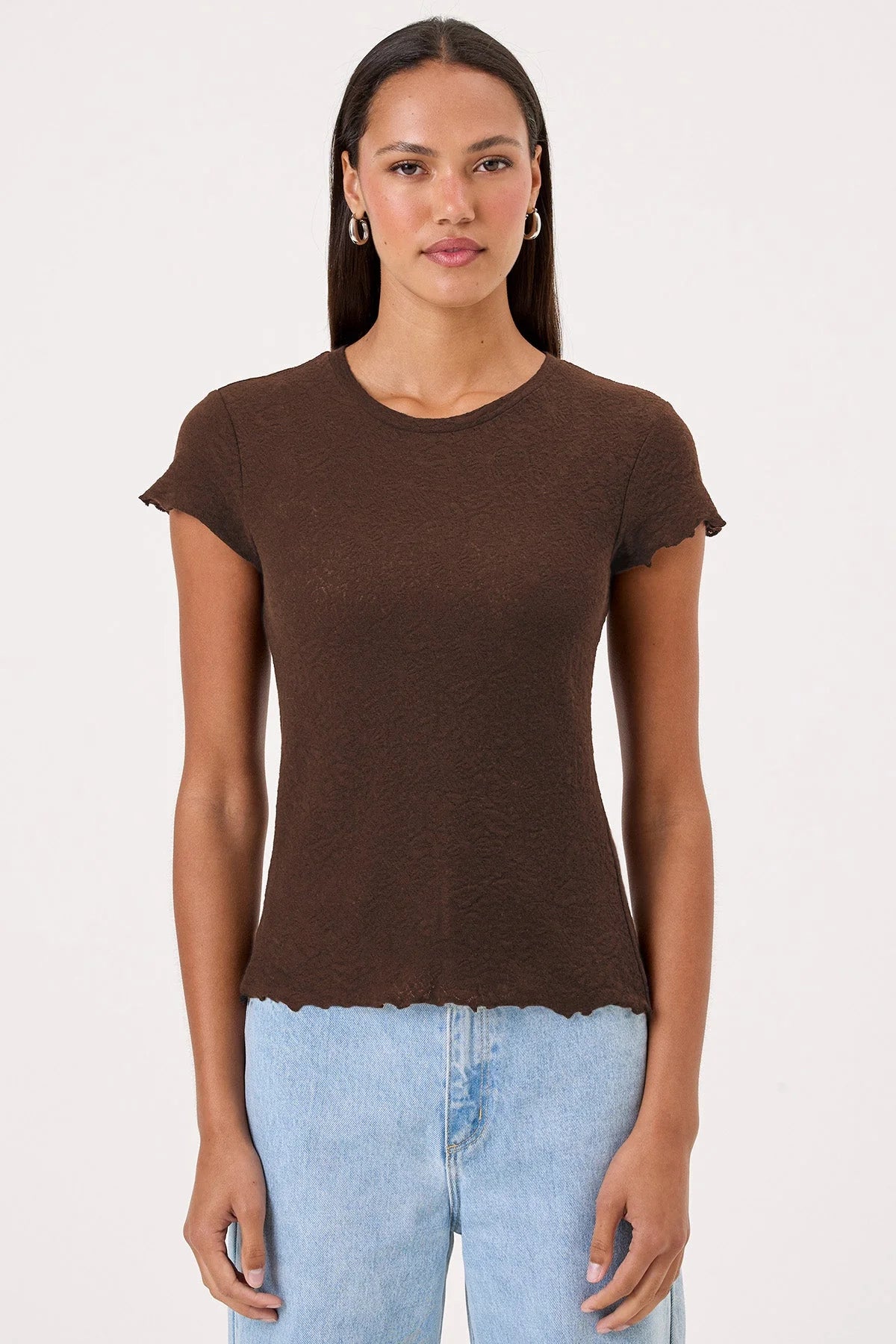 Damask Jersey Short Sleeve Crew Neck