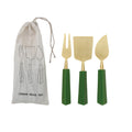 Resin and Gold Cheese Knife Trio - Green