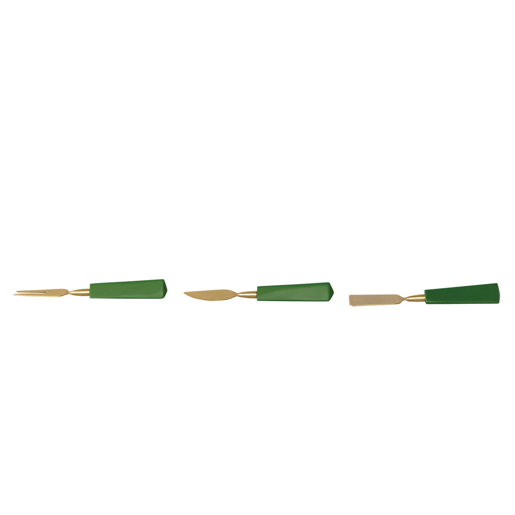 Resin and Gold Cheese Knife Trio - Green